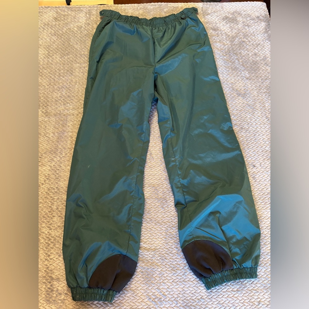 Men’s Vintage Columbia Dark Green Adjustable Elastic Waist Ski Pants Size Large